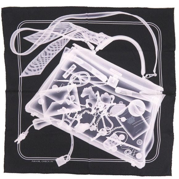 HERMES Black Silk Scarf - Picture 1 of 4